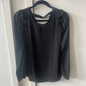 LOFT Black Ruffle Blouse